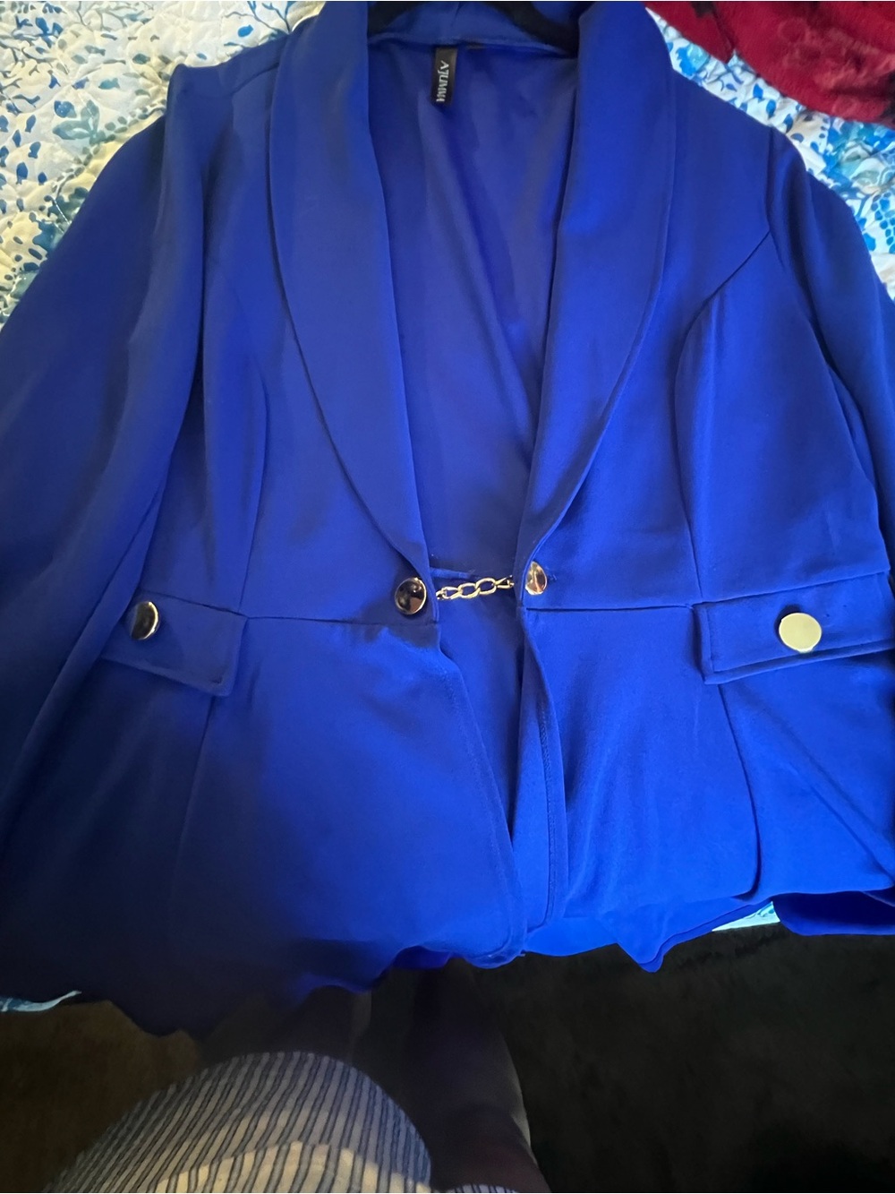 Ava & Viv Cobalt Blue Chain-Front Blazer